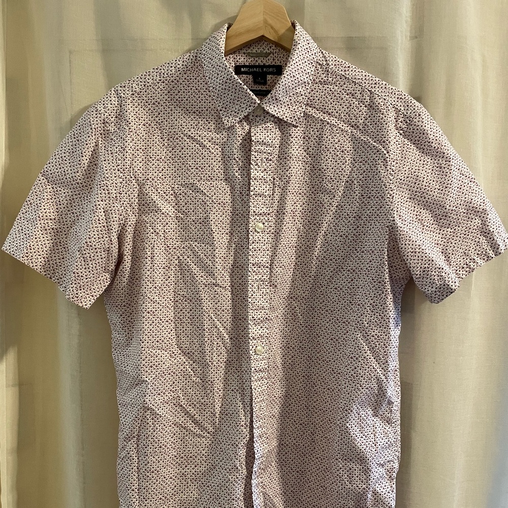 Small Michael Kors purple/red spotted button t-shirt